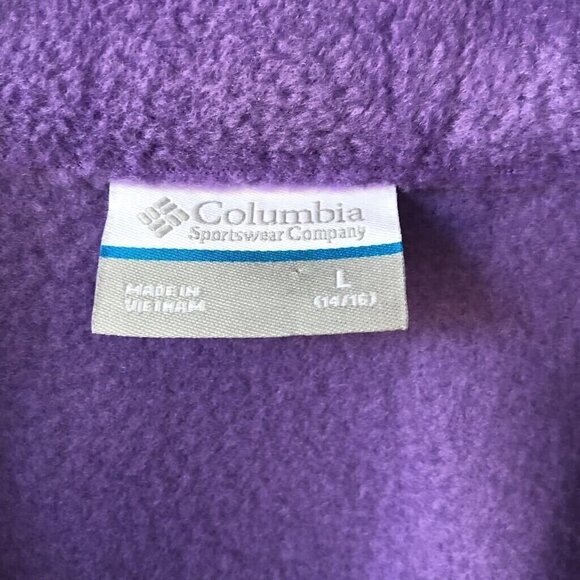 Columbia Unisex Kids Sweatshirt Purple Fleece Full Zip, Large - Picture 3 of 4